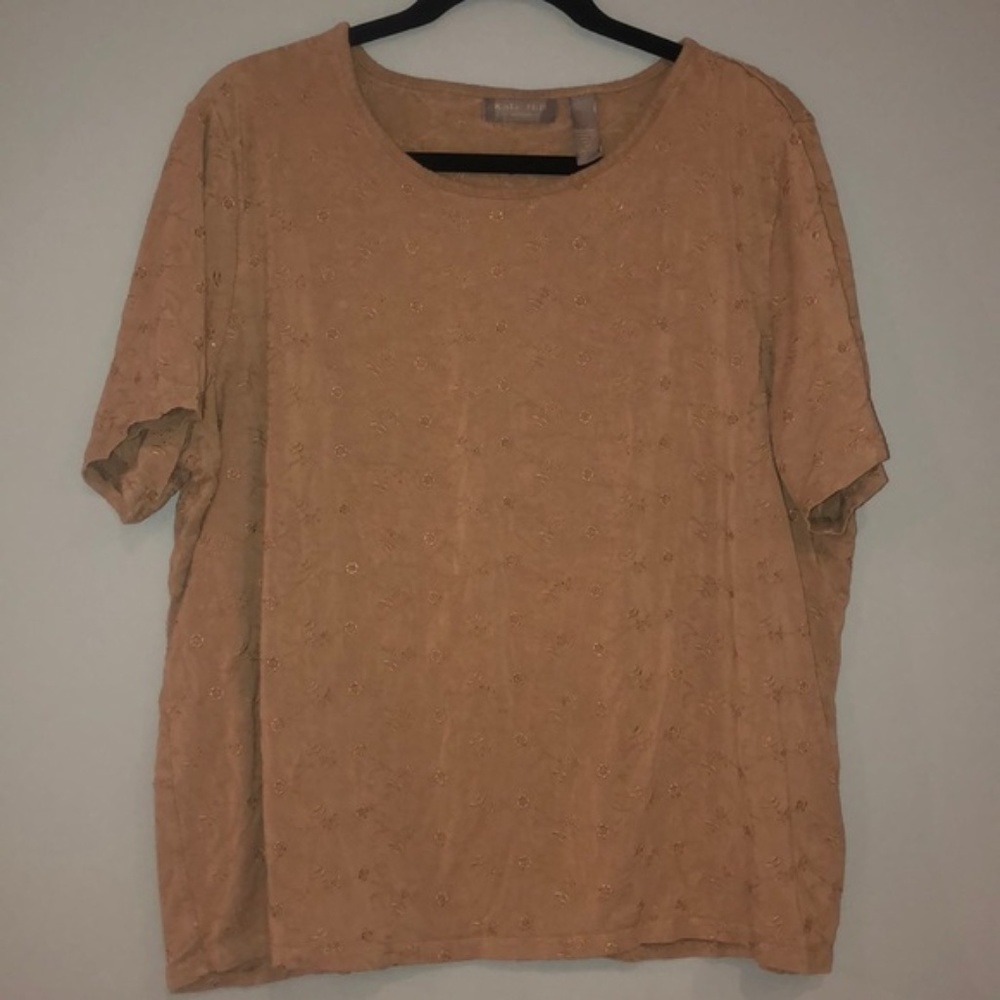 Kate hill women's tan short sleeve shirt 3x